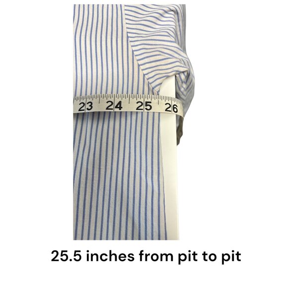 Coastal Olive & Oak Blue & White Striped Button-Up Shirt Womens L Cotton/Poly Bl - Picture 6 of 7